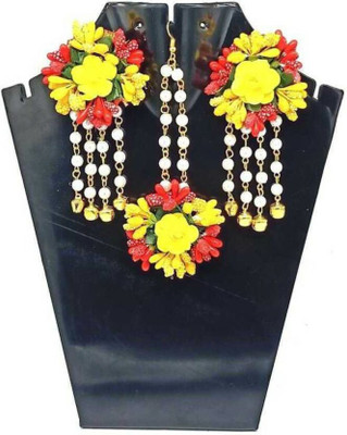 NIHARIKA HANDICRAFTS Fabric Red Jewellery Set(Pack of 1)