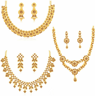 Sukkhi Alloy Gold-plated Brown Jewellery Set(Pack of 1)