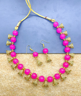 GEODE DELIGHT Oxidised Silver Pink Jewellery Set(Pack of 3)