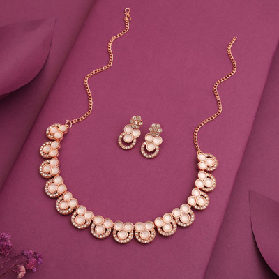 Vedda Brass Gold-plated Rose Gold, White Jewellery Set(Pack of 1)