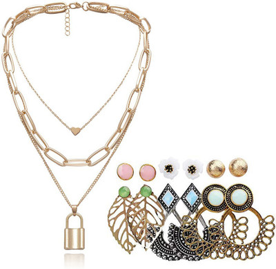 YouBella Alloy Gold-plated Multicolor Jewellery Set(Pack of 1)