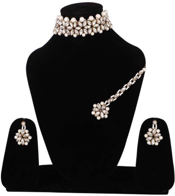 Chikku Alloy Gold-plated White Jewellery Set(Pack of 1)
