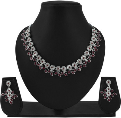 Rukma Alloy Maroon Jewellery Set(Pack of 1)