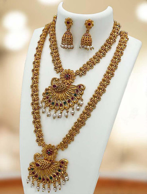 JANAVI Alloy Gold-plated Multicolor Jewellery Set(Pack of 2)