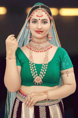 Tulsi Art Jewels Alloy Gold-plated Red Jewellery Set(Pack of 7)