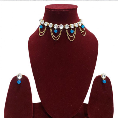 Varniraj enterprise Alloy Silver Blue Jewellery Set(Pack of 1)