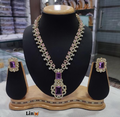 Gyaan Jewels Alloy Gold-plated Purple Jewellery Set(Pack of 2)