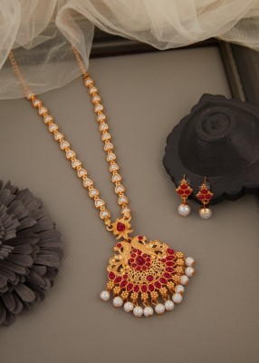 Sehbhagi Brass, Copper Gold-plated Red Jewellery Set(Pack of 1)