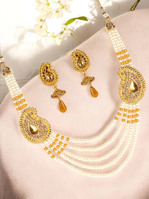 JEWELS GURU Alloy Gold-plated Gold, White, Multicolor Jewellery Set(Pack of 1)