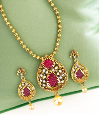 JEWELS GURU Alloy Gold-plated Gold Jewellery Set(Pack of 1)