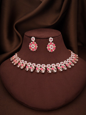 Vedda Brass Gold-plated Rose Gold, Pink Jewellery Set(Pack of 1)