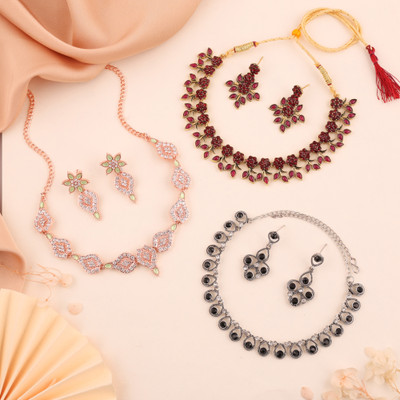 Alasca Brass Gold-plated Rose Gold, Gold Jewellery Set(Pack of 3)