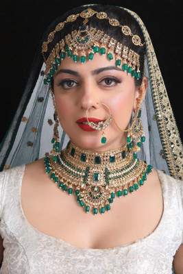 Tulsi Art Jewels Alloy Gold-plated Green, Gold Jewellery Set(Pack of 4)