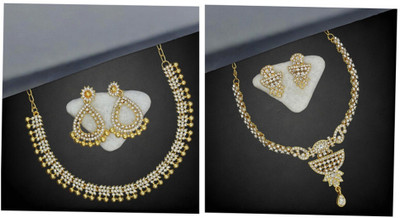 Rhymee Alloy Gold-plated White Jewellery Set(Pack of 2)