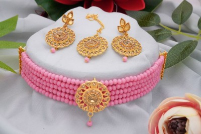 AKSHAR Brass Brass Pink Jewellery Set(Pack of 1)