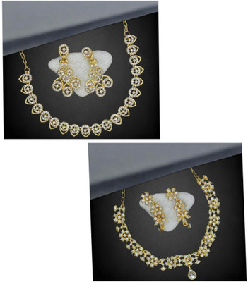 AK JEWEL STORES Alloy Gold-plated White Jewellery Set(Pack of 6)