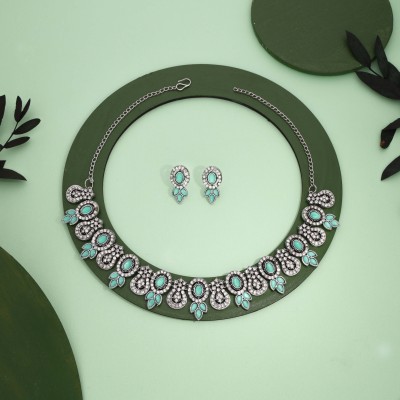 Vedda Brass Gold-plated Silver, Green, White Jewellery Set(Pack of 1)