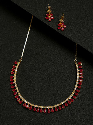 Dressberry Alloy Gold-plated Red Jewellery Set(Pack of 3)
