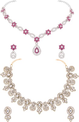 Vedda Brass Gold-plated Silver, Gold, White, Pink Jewellery Set(Pack of 2)