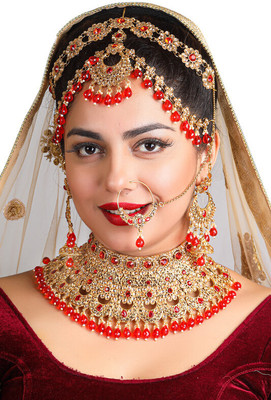 SHIVSHAKTI Alloy Gold-plated Red Jewellery Set(Pack of 4)