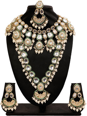 Sukhigold Alloy Gold-plated White Jewellery Set(Pack of 1)