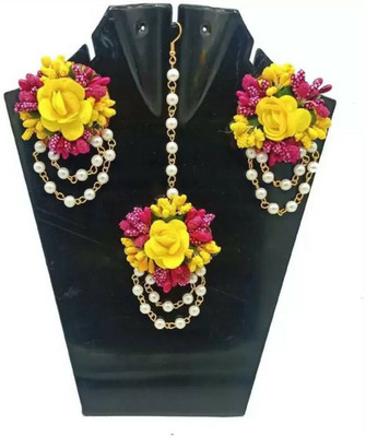 style revolver Fabric Pink Jewellery Set(Pack of 1)