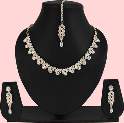 Rhymee Alloy Rhodium Rose Gold, White Jewellery Set(Pack of 1)