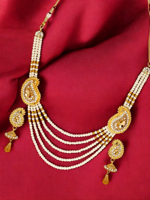 JEWELS GURU Alloy Gold-plated Gold, White Jewellery Set(Pack of 1)
