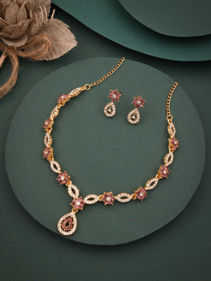 Vedda Brass Gold-plated Gold, White, Brown Jewellery Set(Pack of 1)