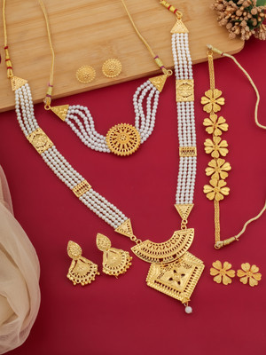 TINALIVA Alloy Gold-plated Gold Jewellery Set(Pack of 3)
