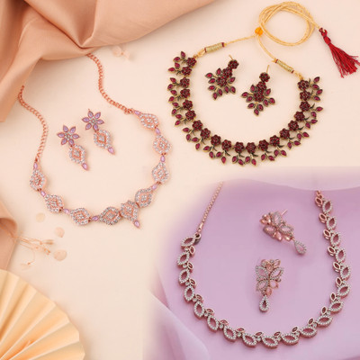 Alasca Brass Gold-plated Multicolor Jewellery Set(Pack of 3)