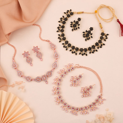 Alasca Brass Gold-plated Rose Gold, Gold Jewellery Set(Pack of 3)