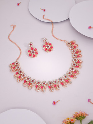 Vedda Brass Gold-plated Rose Gold, Pink Jewellery Set(Pack of 1)