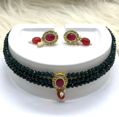 GEODE DELIGHT Brass Green Jewellery Set(Pack of 3)