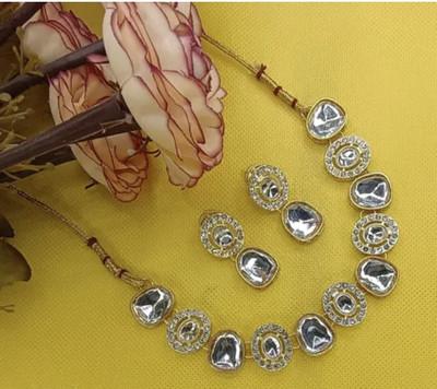 R A Enterprises Alloy Gold-plated White Jewellery Set(Pack of 3)