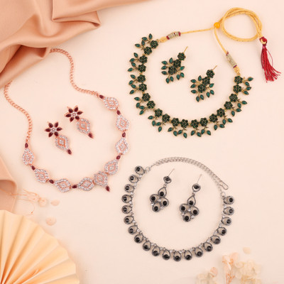 Alasca Brass Gold-plated Rose Gold, Gold Jewellery Set(Pack of 3)