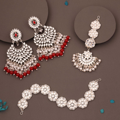 Alasca Brass Gold-plated Gold, White, Red Jewellery Set(Pack of 1)