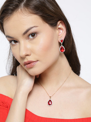 Divastri Alloy Gold-plated Red Jewellery Set(Pack of 3)