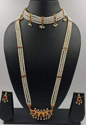 Vacker Alloy White, Pink, Gold Jewellery Set(Pack of 3)