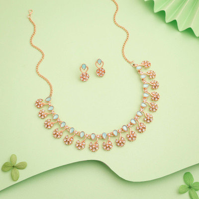 Vedda Brass Gold-plated Rose Gold, Blue Jewellery Set(Pack of 1)