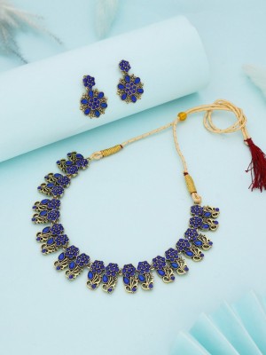 LYRISS Brass Gold-plated Blue, Gold Jewellery Set(Pack of 1)