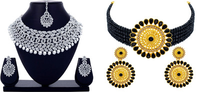 Rhymee Alloy Gold-plated, Rhodium White, Black Jewellery Set(Pack of 1)