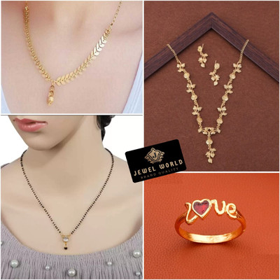 Jewel WORLD Brass, Alloy Gold-plated Gold, Black Jewellery Set(Pack of 1)