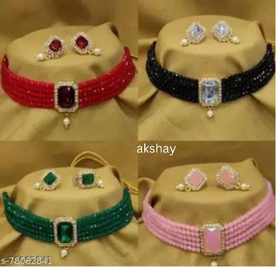 Alloy Jewel Set(Pink, Red, Black, Green)