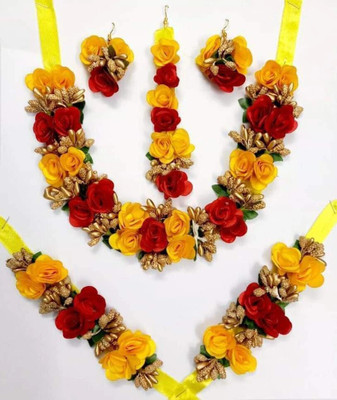 Ruhi Fabric Red, Yellow, Gold Jewellery Set(Pack of 1)