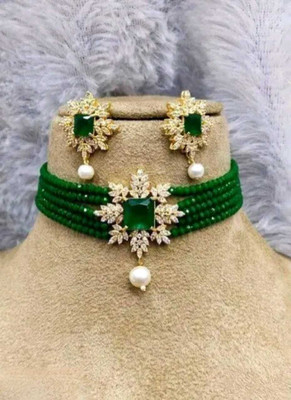 ARADHEMA Alloy Gold-plated Green Jewellery Set(Pack of 1)