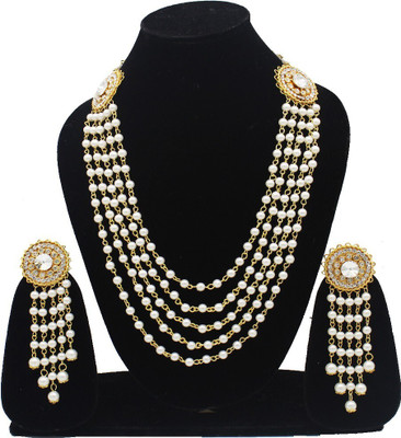 Gleamora Metal, Stone, Plastic Gold-plated Gold, White Jewellery Set(Pack of 1)