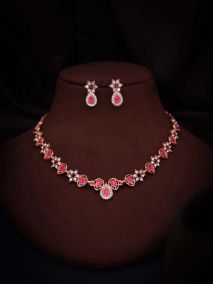 Alasca Brass Gold-plated Rose Gold, Pink Jewellery Set(Pack of 1)