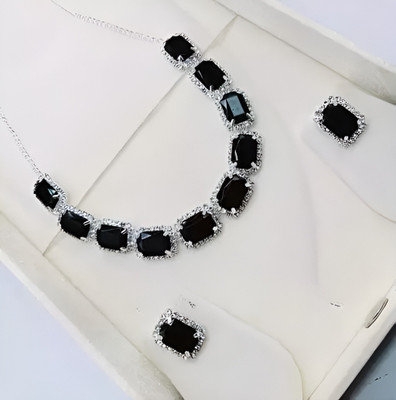 ASCEND Alloy Silver Black Jewellery Set(Pack of 1)