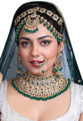 SHIVSHAKTI Alloy Gold-plated Green Jewellery Set(Pack of 4)